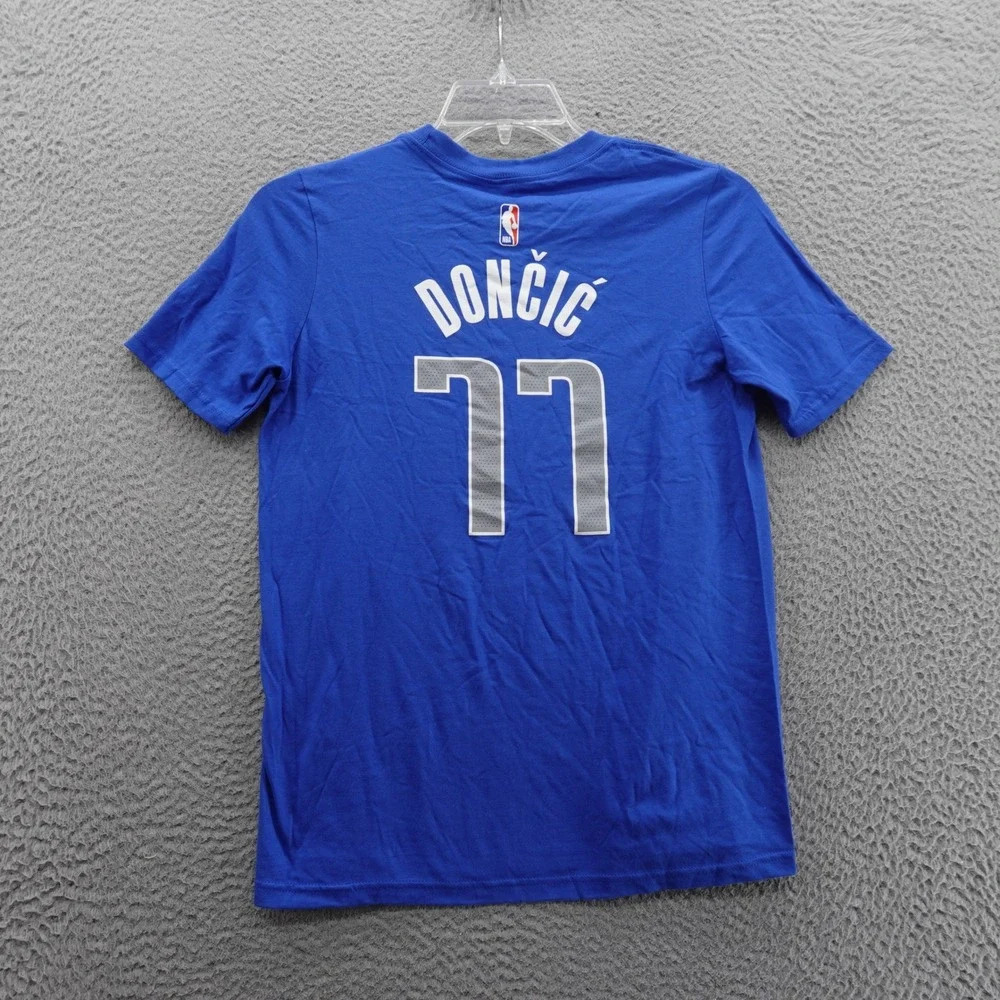 Nike Luka Doncic Tee Large Blue T Shirt Youth Dallas Mavericks NBA Cotton 77 NWT